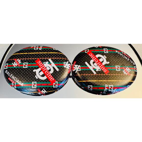 COMPACT MIRROR: Oval-Shaped Black, Red, Blue, Green w/80’s New Wave Design,NWOT - Picture 4 of 5